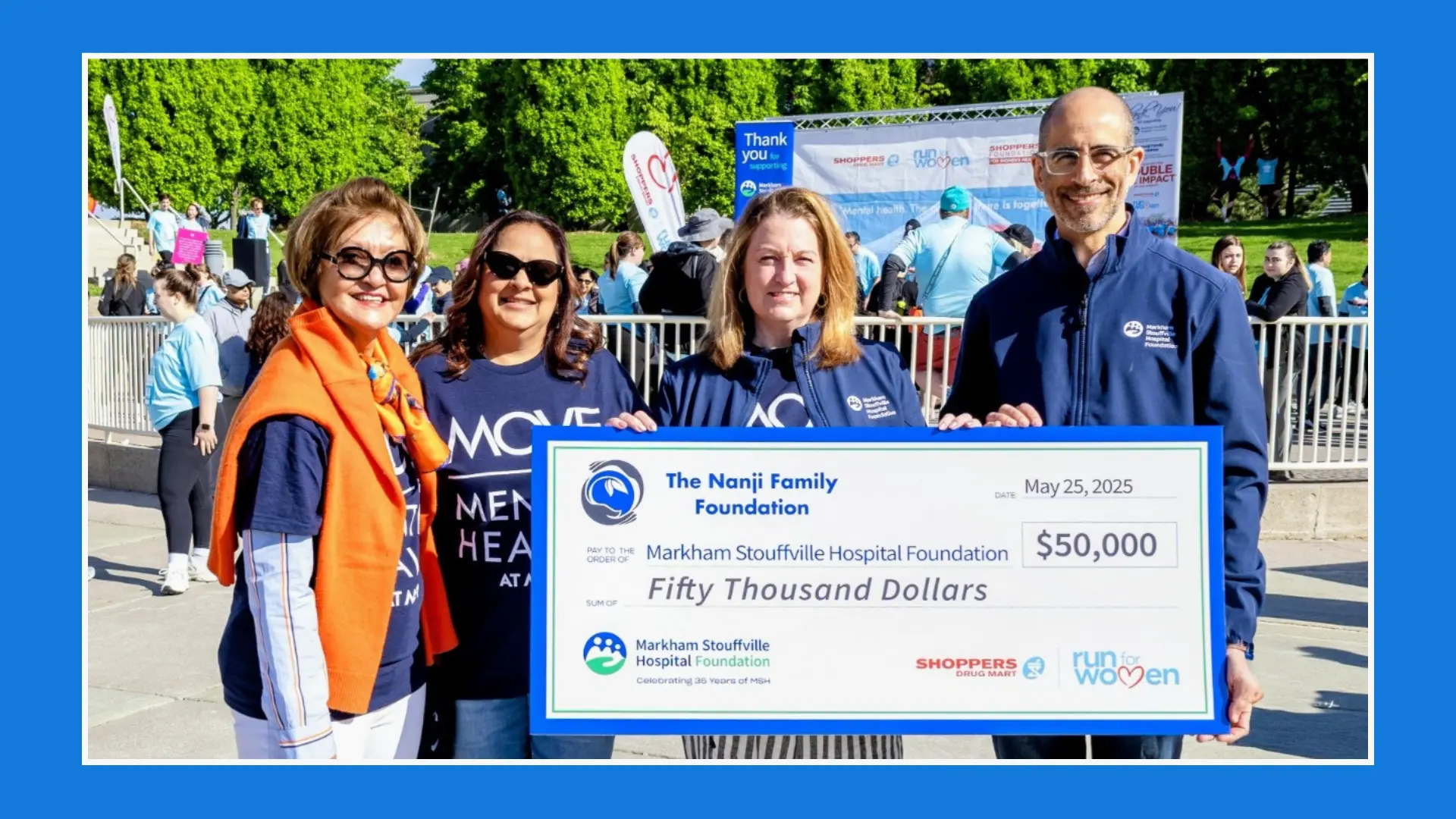 13th_Shoppers_Drug_Mart_Run_for_Women_Markham_location_The_Nanji_Family_Foundation_presents_a_cheque_for_$50,000_to_MSH_Foundation