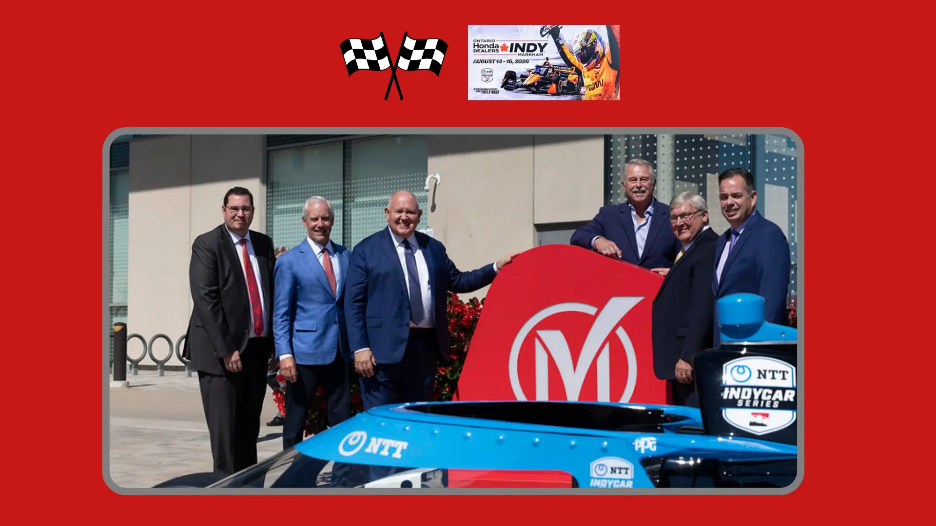 Ontario_Honda_Dealers_Indy_at_Markham_2026_Mayor_Frank_Scarpitti_and_the_guests_group_photo_outside_Markham_Pan_Am_Centre