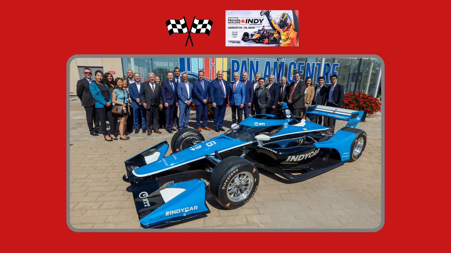 Ontario_Honda_Dealers_Indy_at_Markham_2026_Mayor_Frank_Scarpitti_and_all_the_guests_group_photo_outside_Markham_Pan_Am_Centre