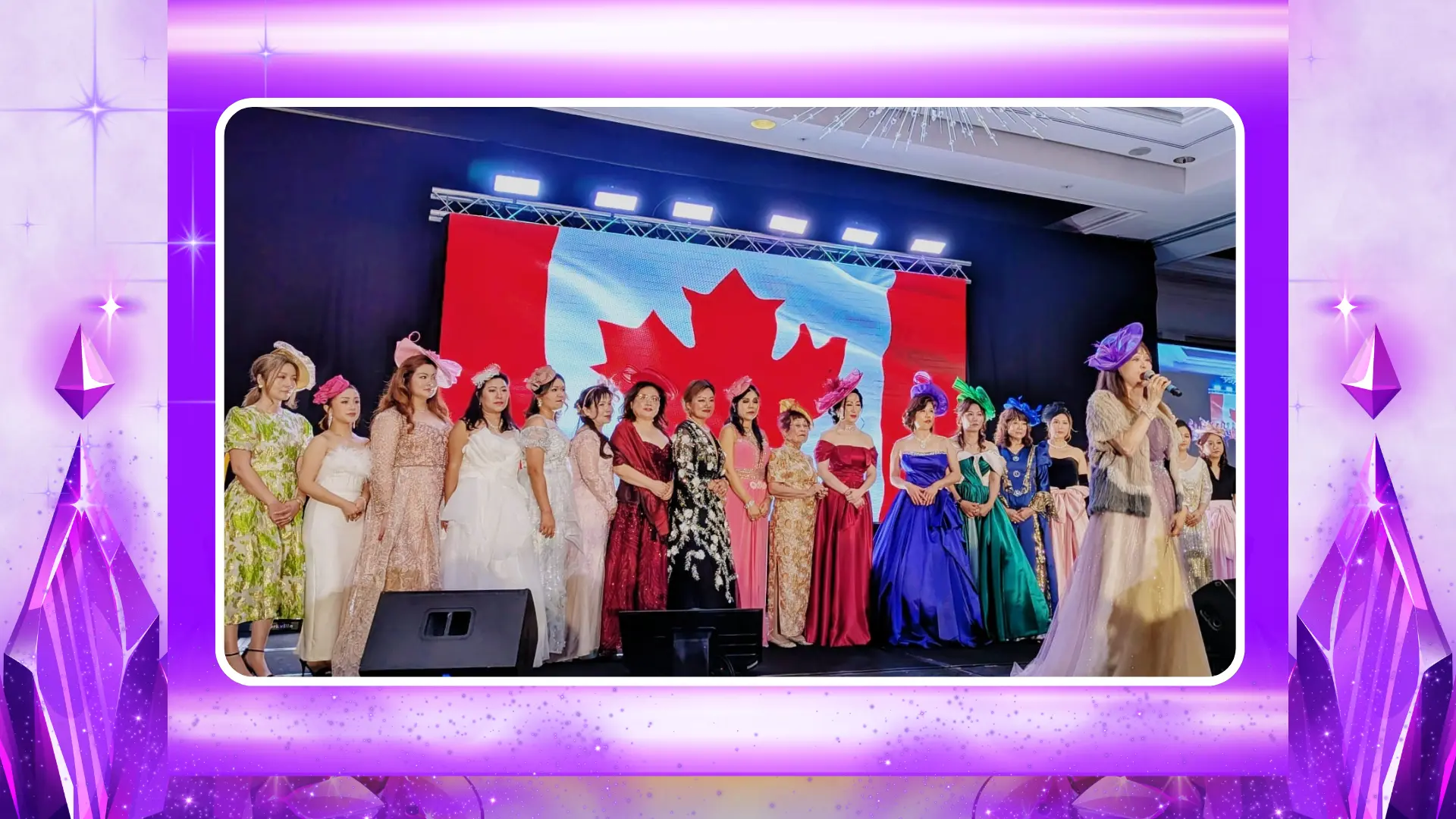 Toronto_Elegant_Lions_Club_32th_Anniversary_Crystal_Ball_2025_Margaret_Hui_lead_Lions_members_sing_national_anthem_of_Canada_